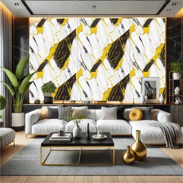 PVC панели с мраморен ефект Gilded black with two peaks 1220x2800x3mm